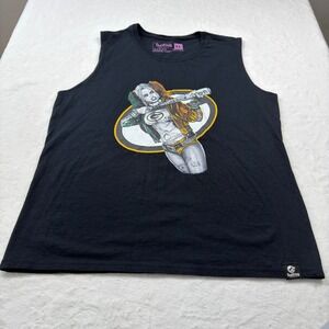 SunFrog Harley Quinn Green Bay Packers Muscle Tank Mens XL Black Good Graphic
